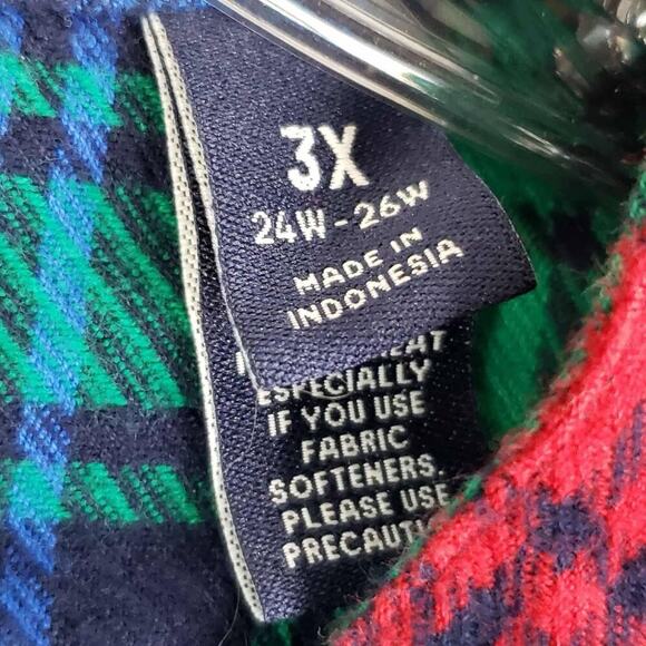 Lands End Shirt Long Sleeve Women’s Plus Size 3X Plaid Multicolor Button Up - Picture 8 of 10